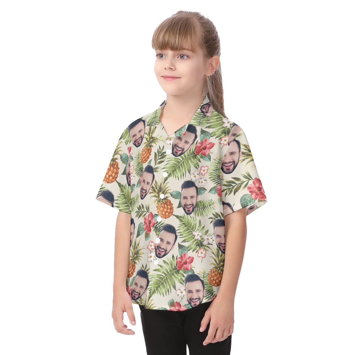 Funny Kid Button Up Shirt With Custom Face