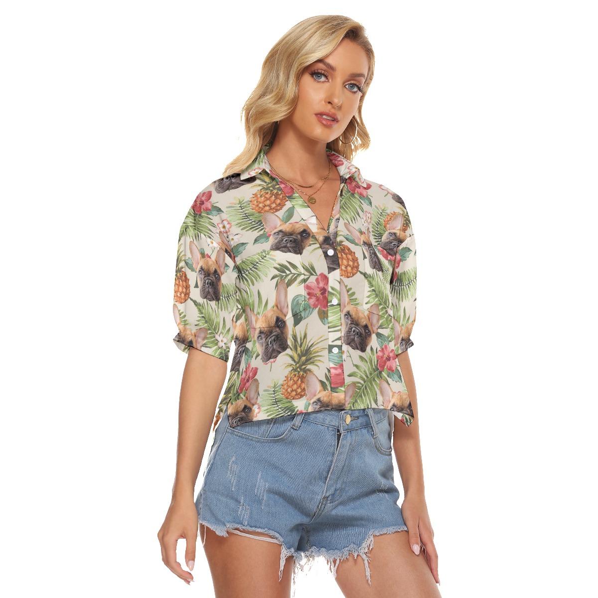 Custom Face Vintage Flower Crop Top For Women