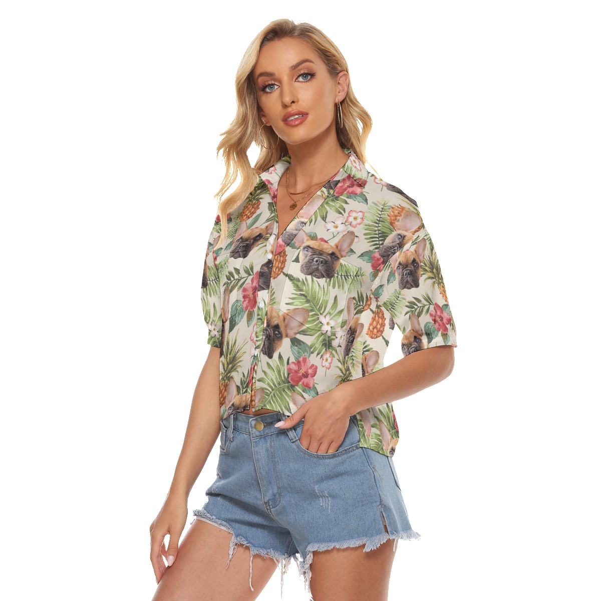 Custom Face Vintage Flower Crop Top For Women