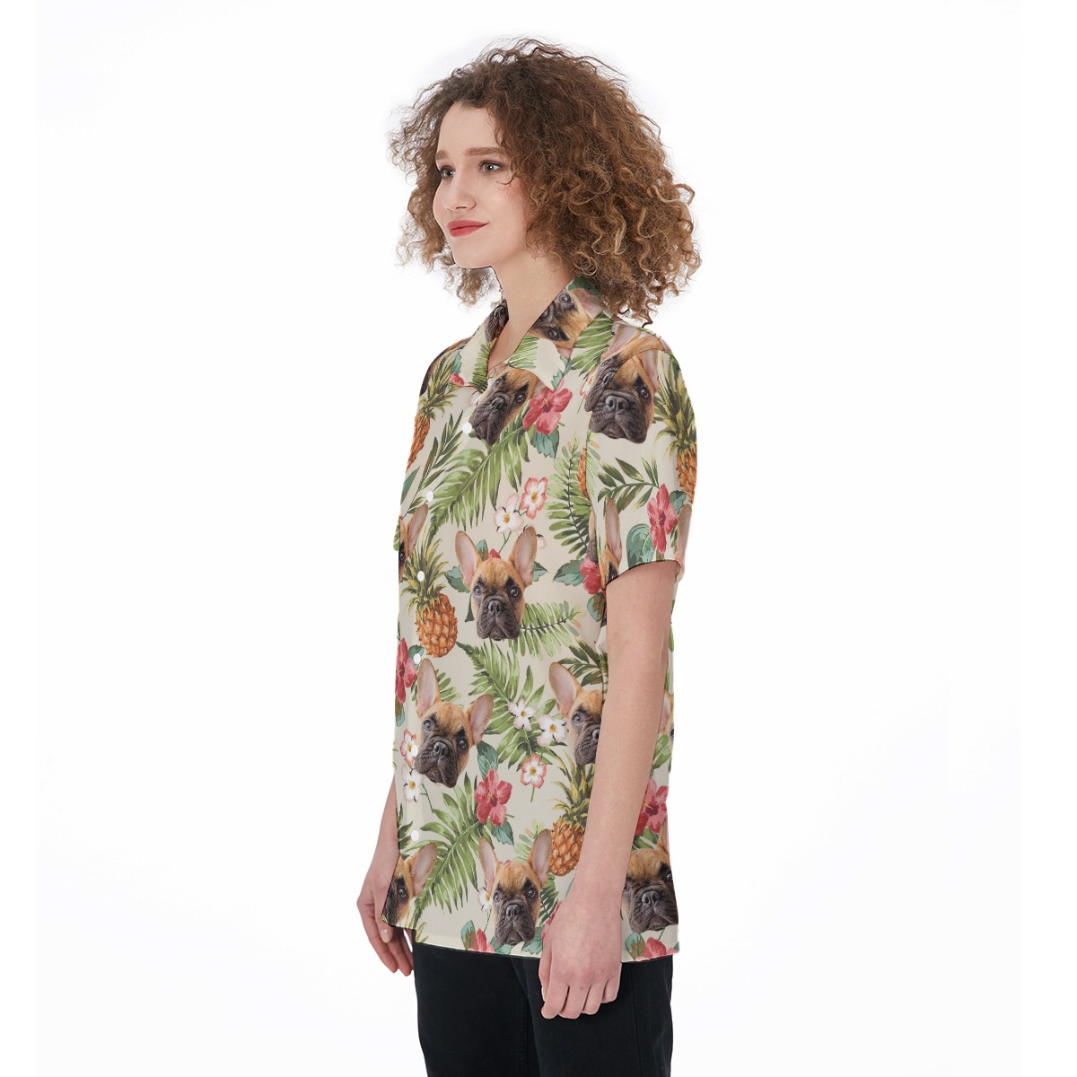 Custom Face Button Up Shirt For Women