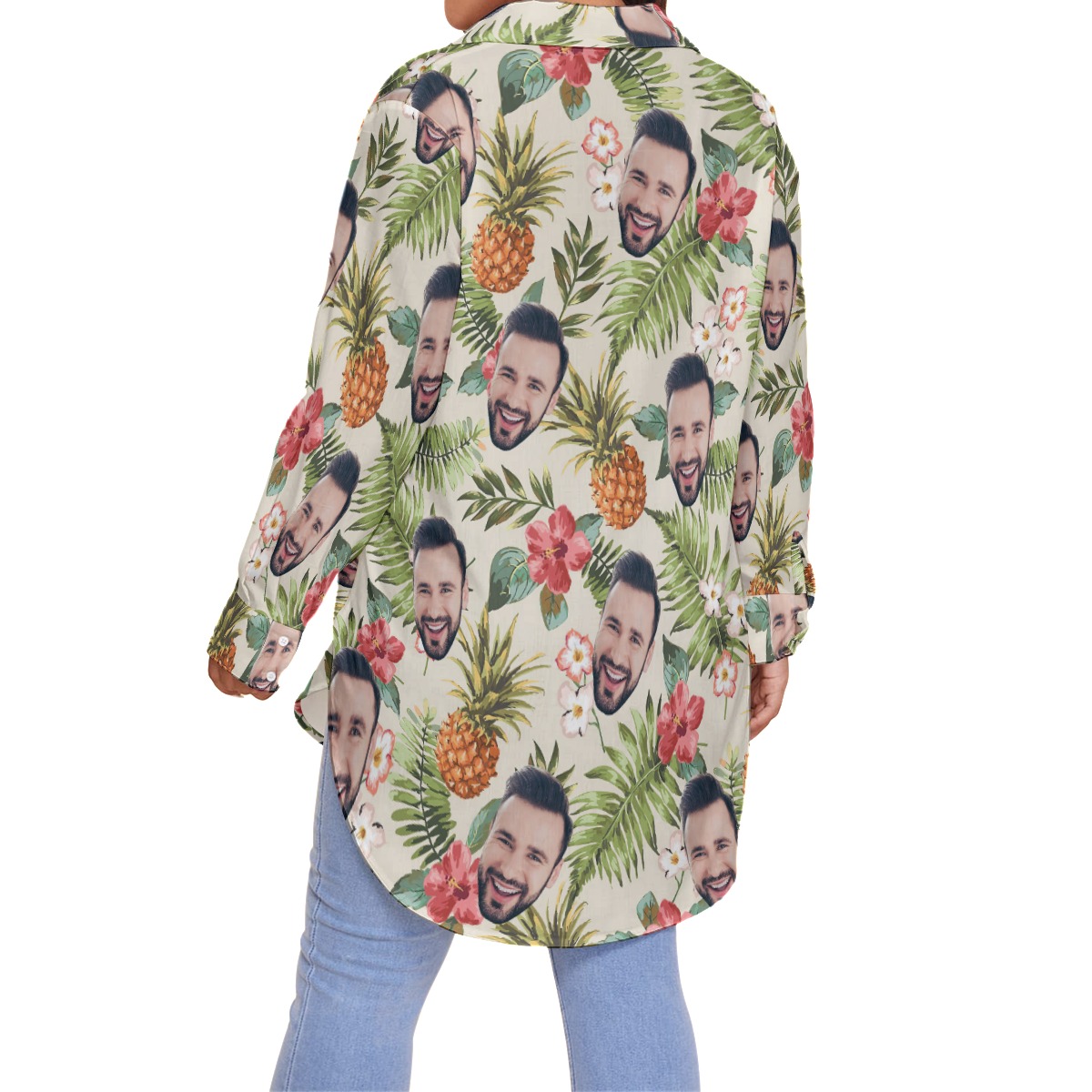 Custom Face Vintage Flower Hawaiian Shirt Plus Size