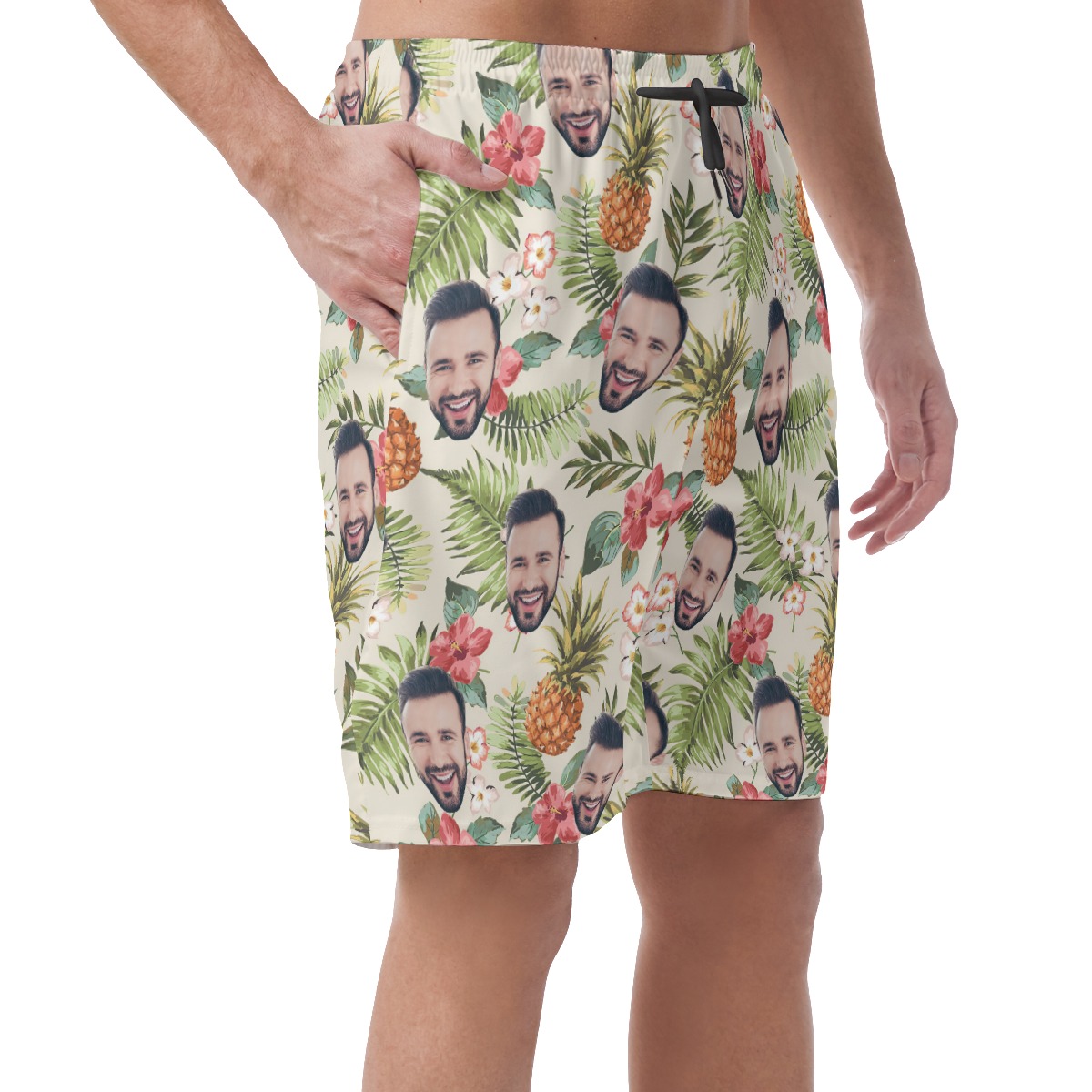 Custom Face Floral Men's Hawaiian Shorts
