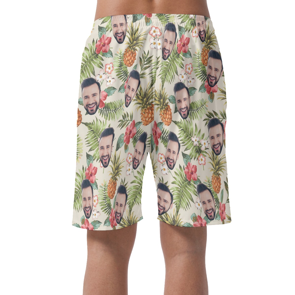 Custom Face Floral Men's Hawaiian Shorts