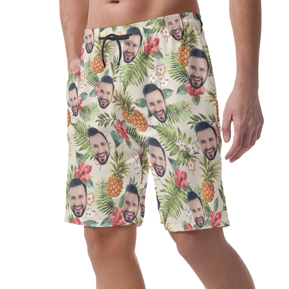 Custom Face Floral Men's Hawaiian Shorts