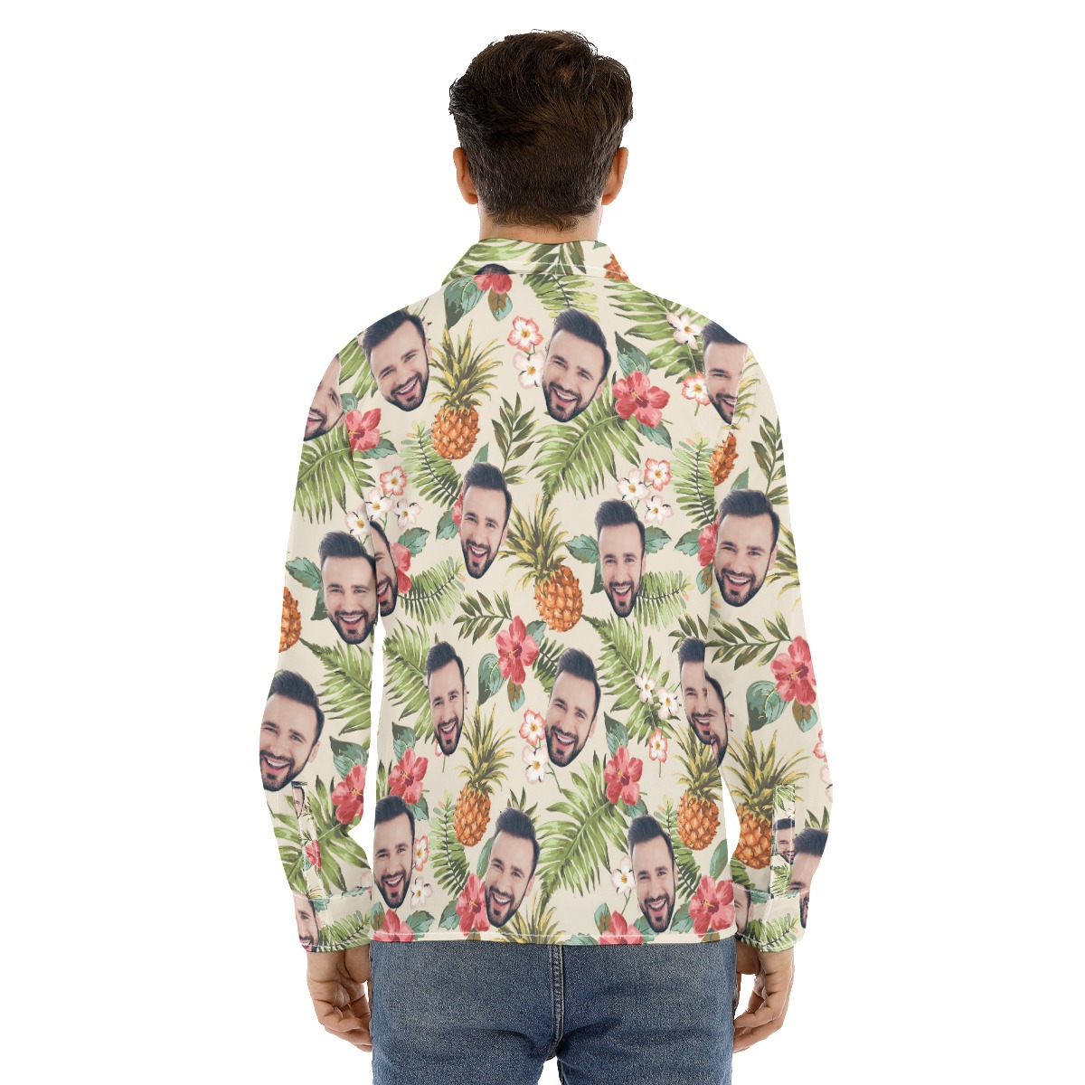 Custom Face Long Sleeve Button Up Shirt