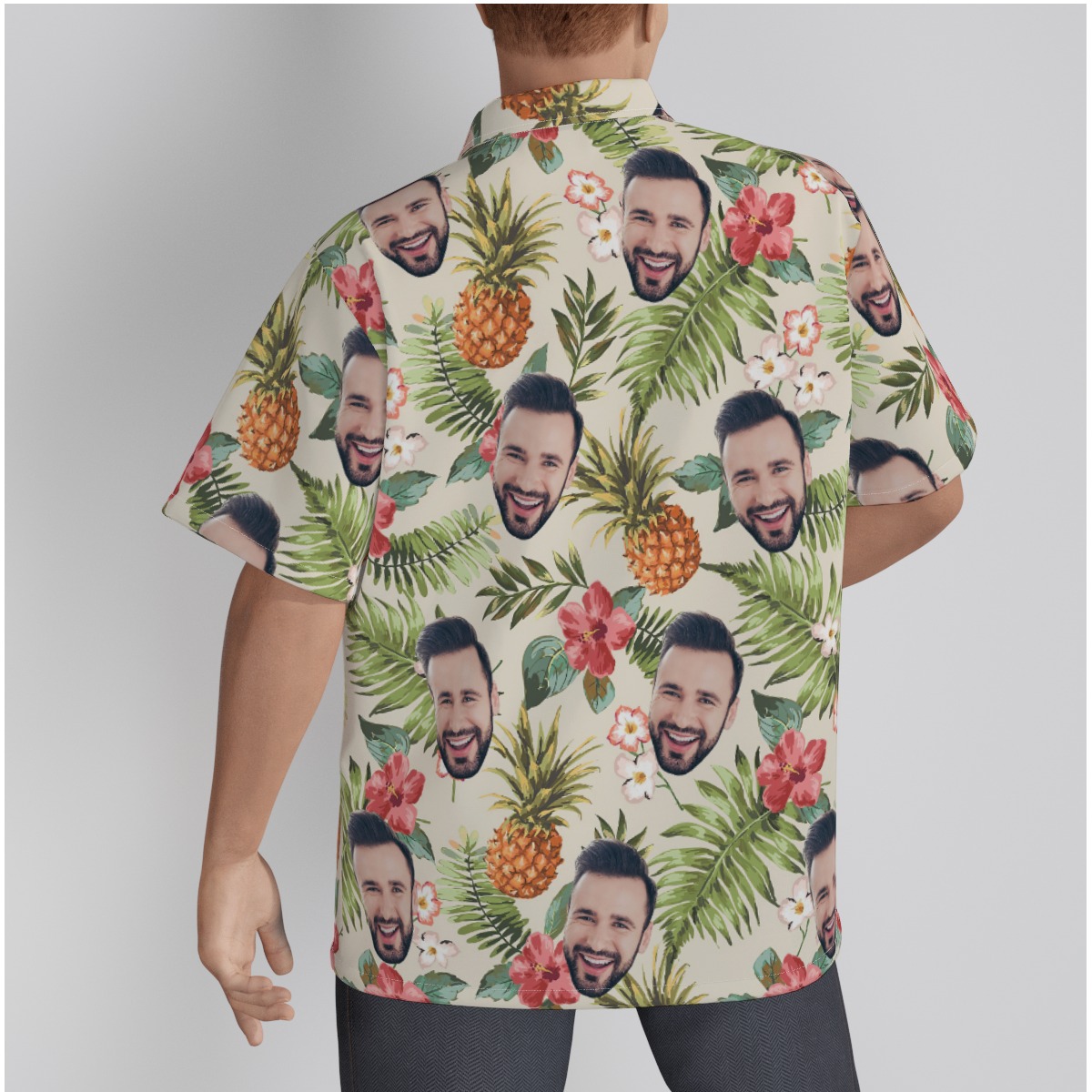 Vintage Flower Custom Face Hawaiian Shirt For Men