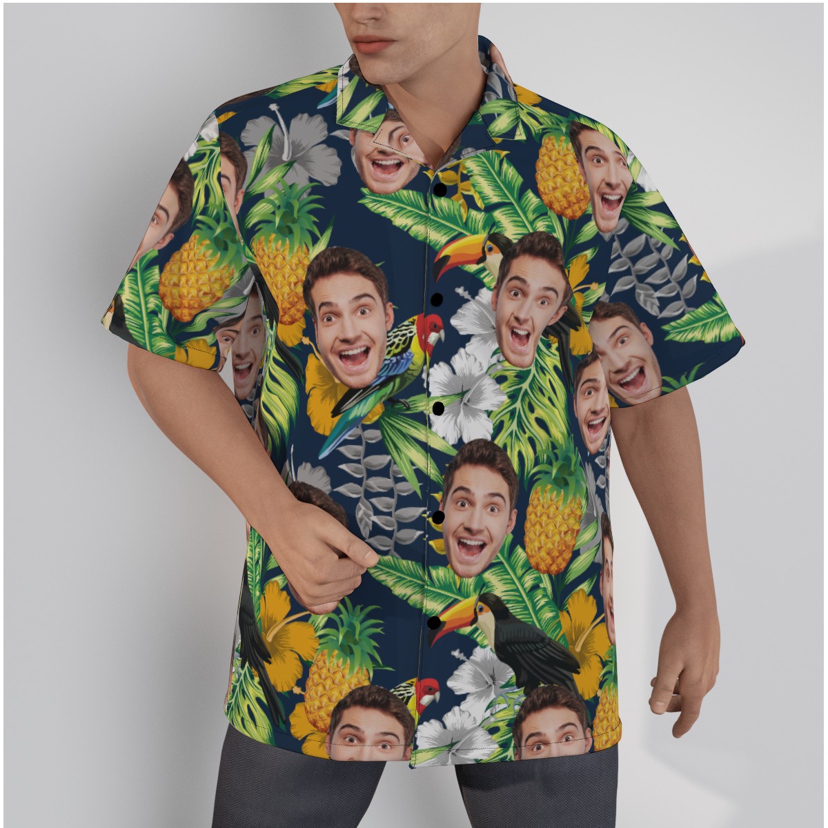 Custom Face Tropical Parrots Hawaiian Shirt - variant image 1
