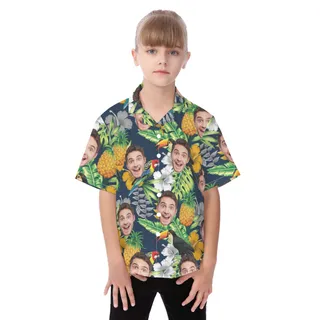 Cute Personalized Tropical Parrots Hawaiian Shirt For Kids