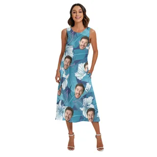Custom Face Women's Dress With Pockets
