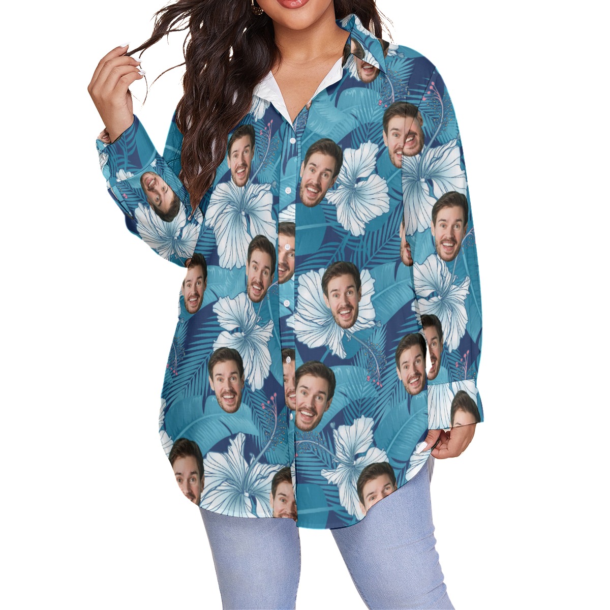 Custom Face Hawaiian Shirt Plus Size - variant image 1