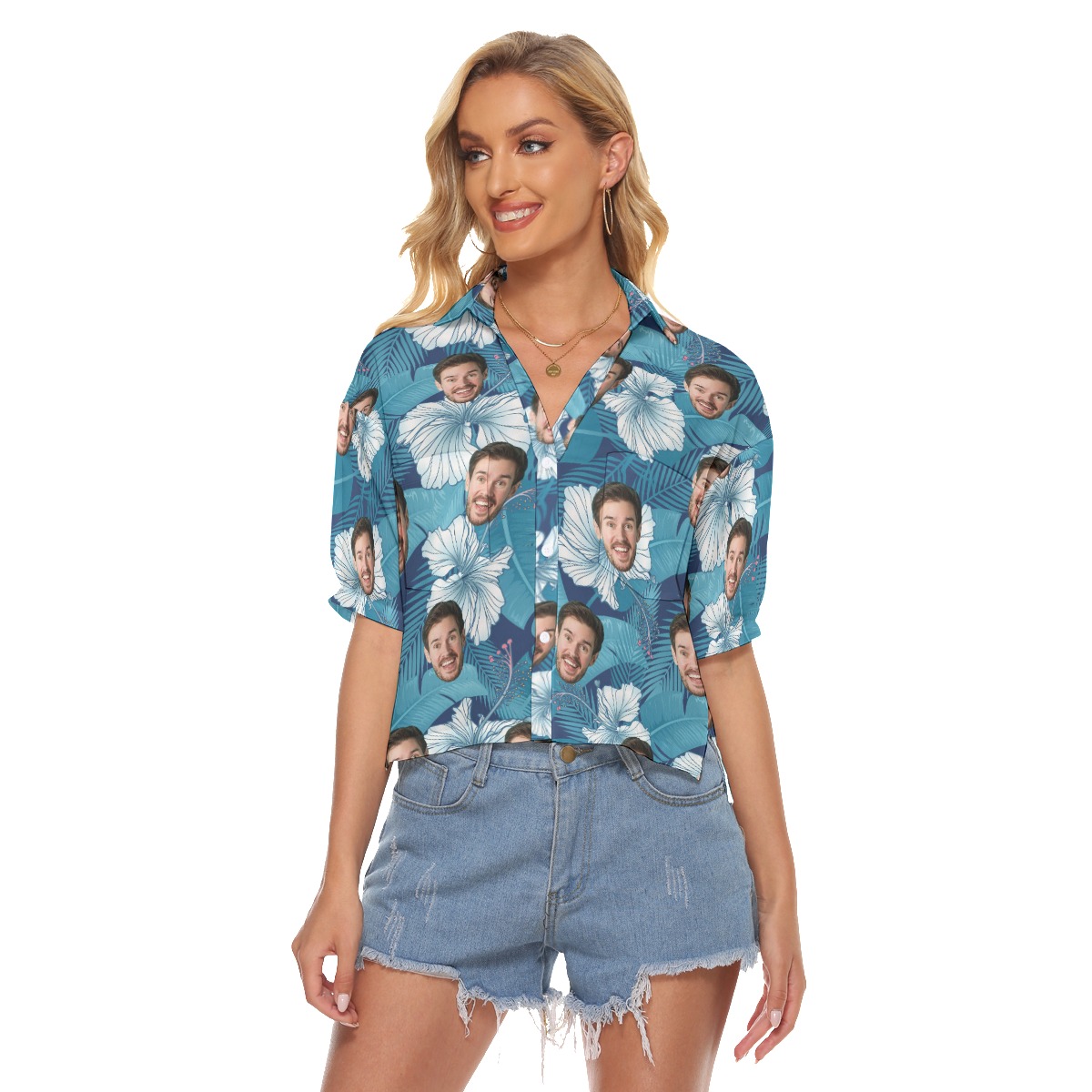 Custom Face Tropical Crop Top For Women - variant image 1