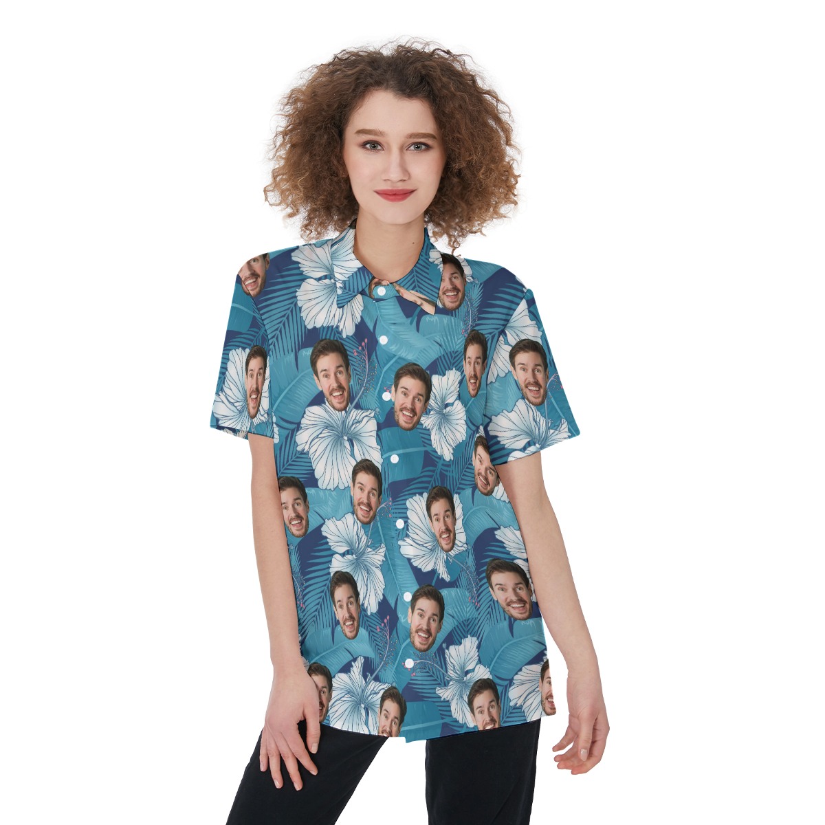 Custom Face Tropical Shirt For Women - variant image 1