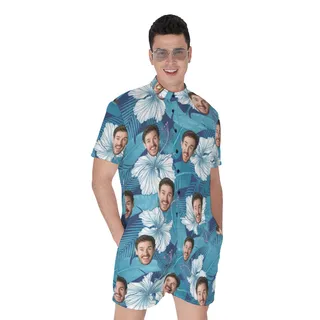 Funny Custom Face Hawaiian Romper For Men