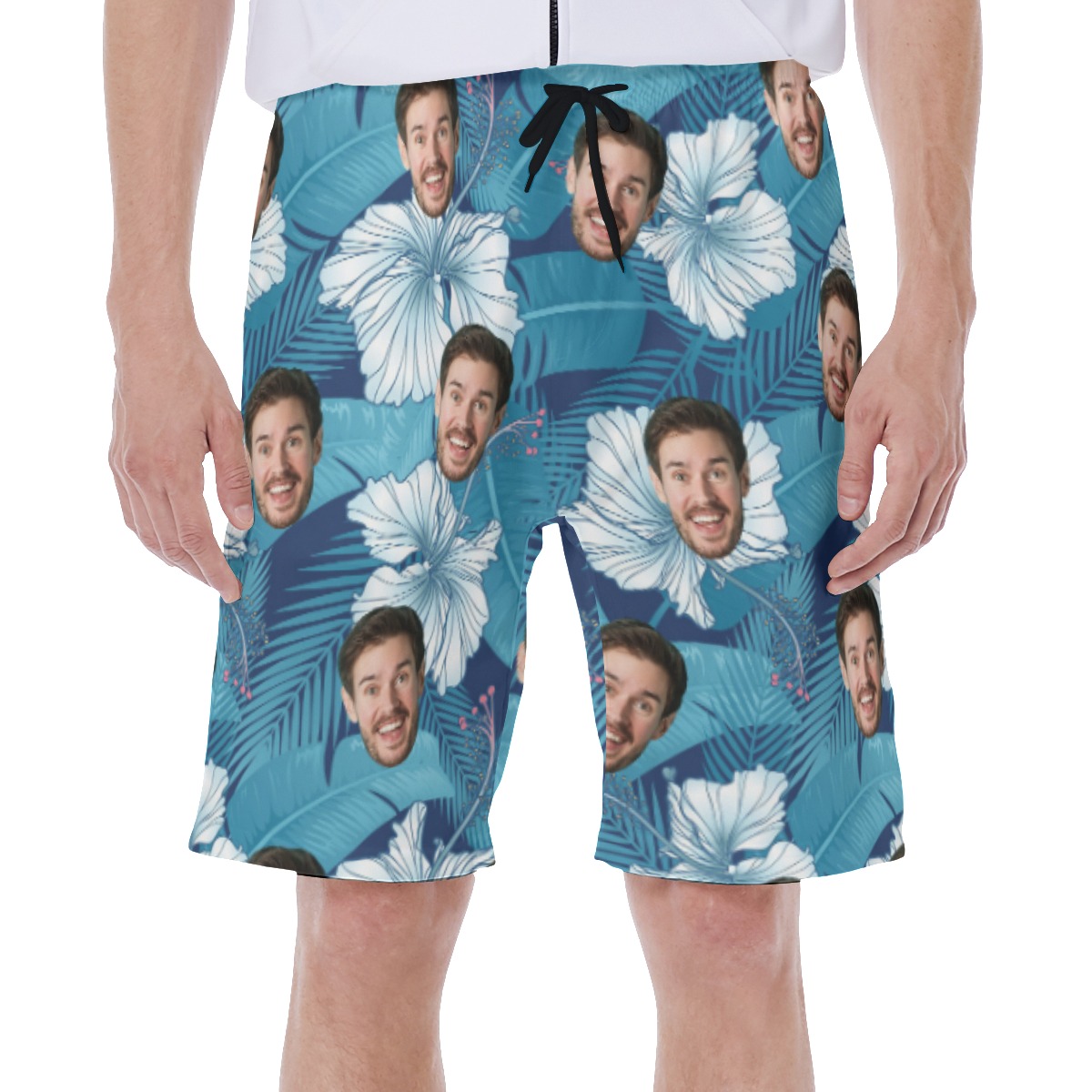 Custom Face Hibiscus Men's Swim Trunks - variant image 1