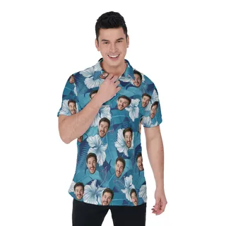 Custom Face Men's Tropical Polo Shirt