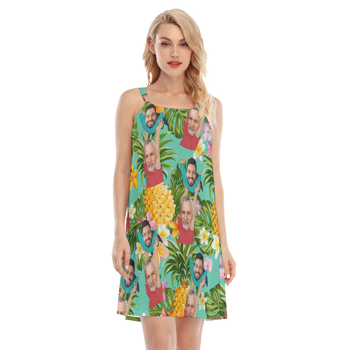Funny Custom Face Father's Day Hawaiian Cami Dress - variant image 1