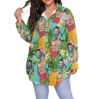 Funny Custom Face For Father's Day Hawaiian Plus Size Shirt