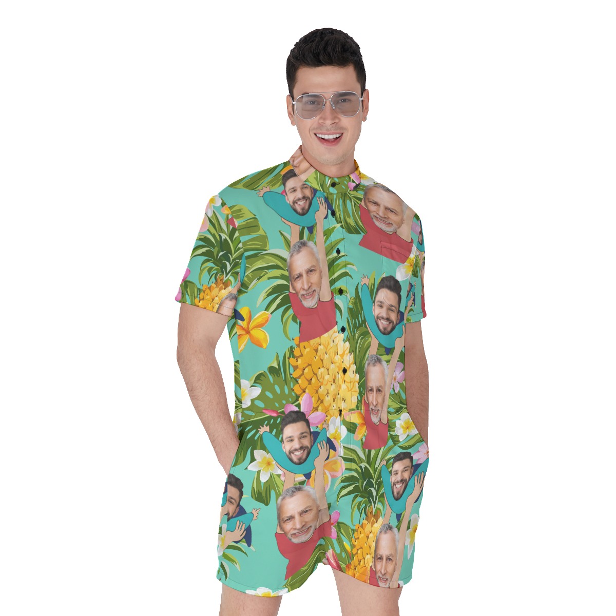 Funny Custom Face Father's Day Hawaiian Romper - variant image 1