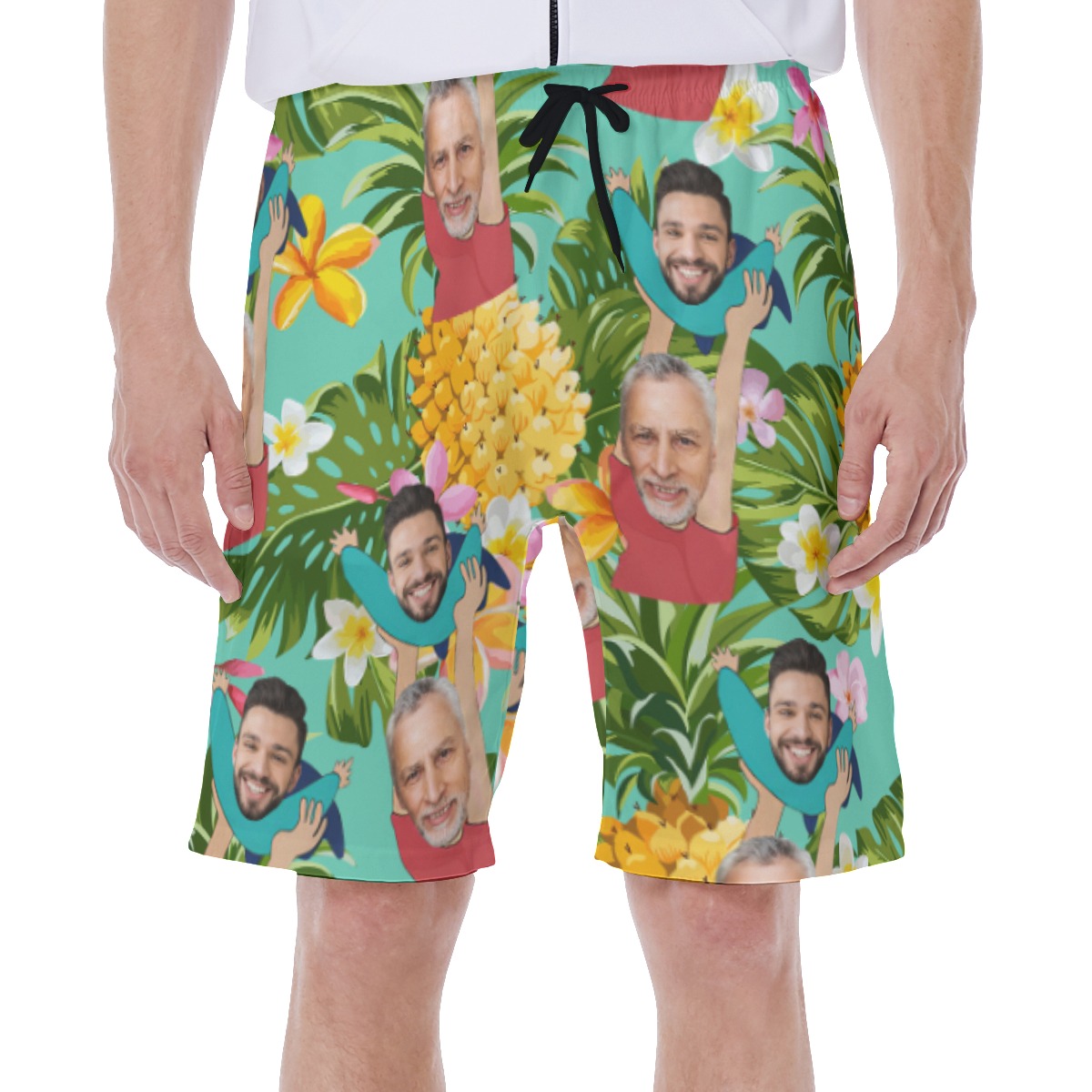 Custom Face Father And Kids Floral Hawaiian Swim Trunks For Men - variant image 1