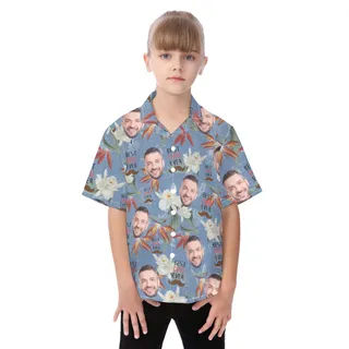 Cute Custom Face Best Dad Ever Hawaiian Shirt For Kids