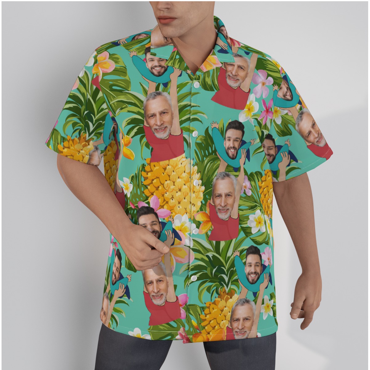 Funny Custom Face Father And Kids Tropical Hawaiian Shirt - variant image 1