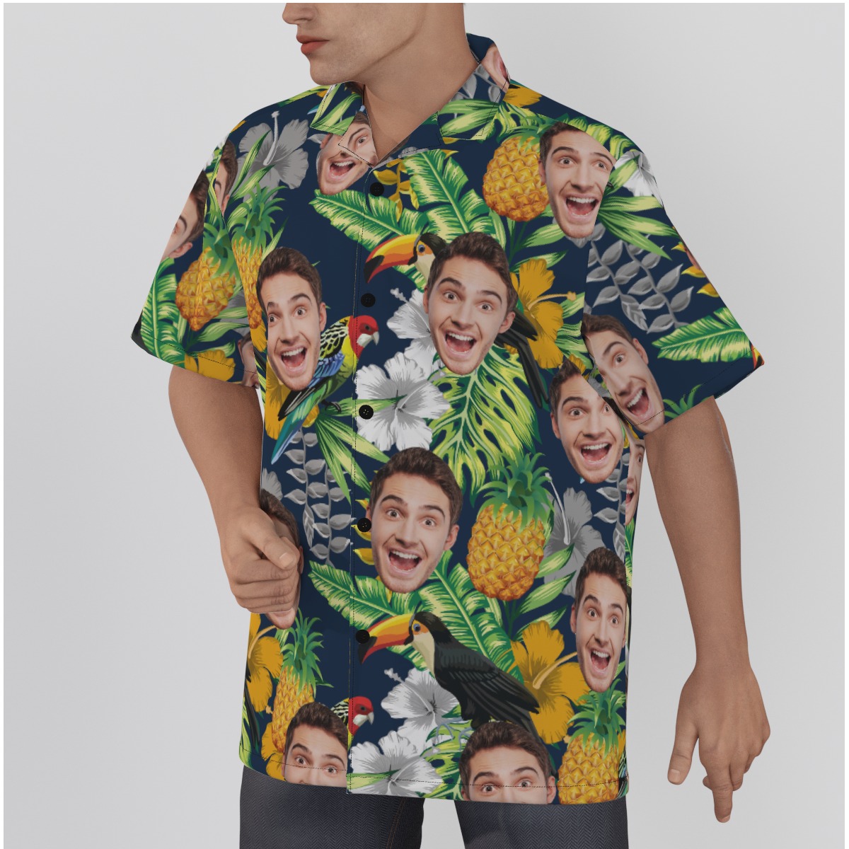 Custom Face Tropical Parrots Hawaiian Shirt