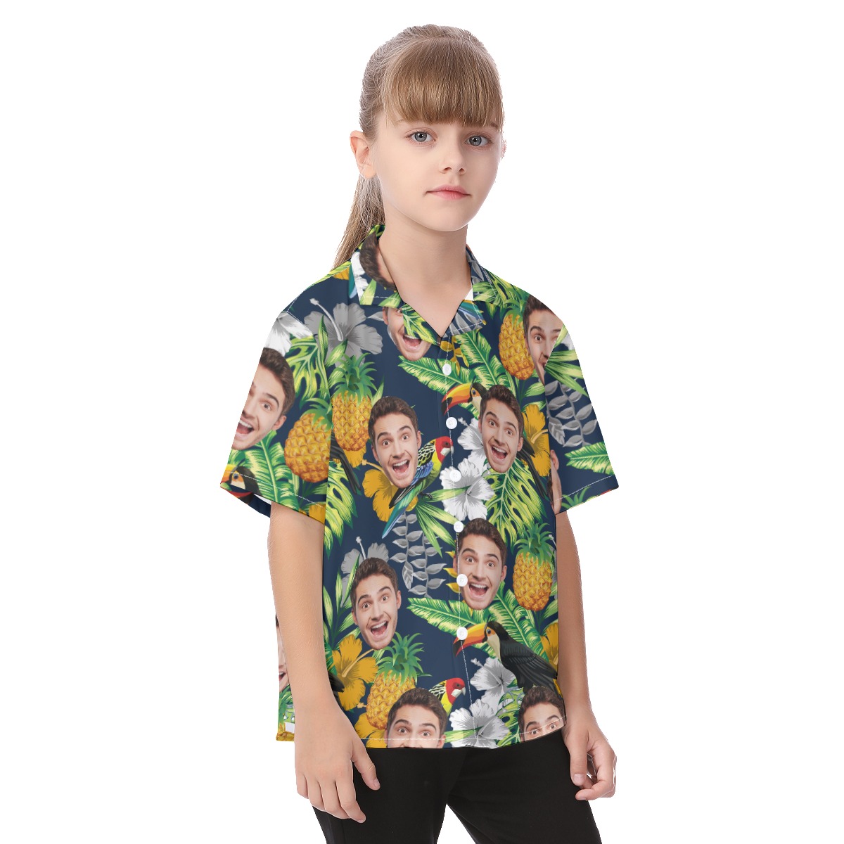 Cute Personalized Tropical Parrots Hawaiian Shirt For Kids