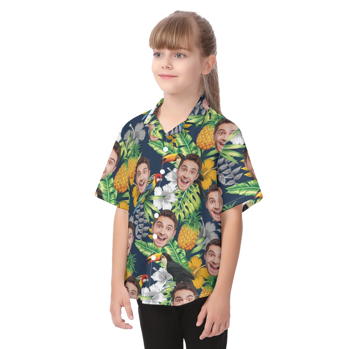 Cute Personalized Tropical Parrots Hawaiian Shirt For Kids