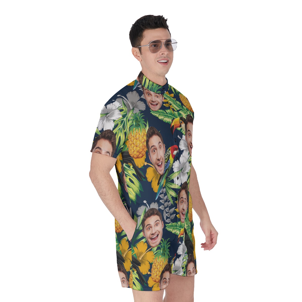 Funny Custom Face Tropical Men's Romper