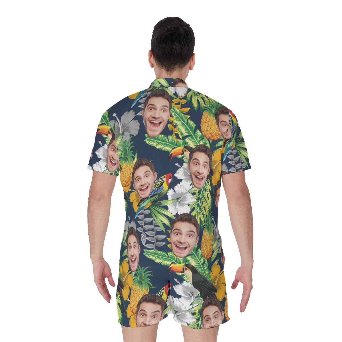 Funny Custom Face Tropical Men's Romper