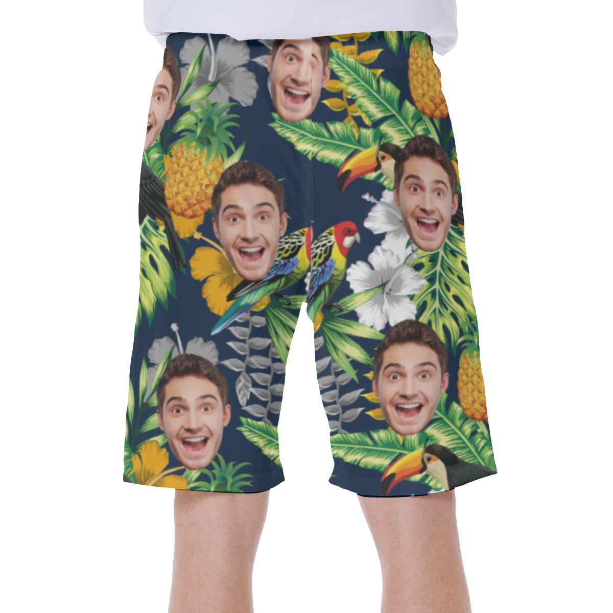 Custom Face Tropical Parrots Hawaiian Swimwear For Men
