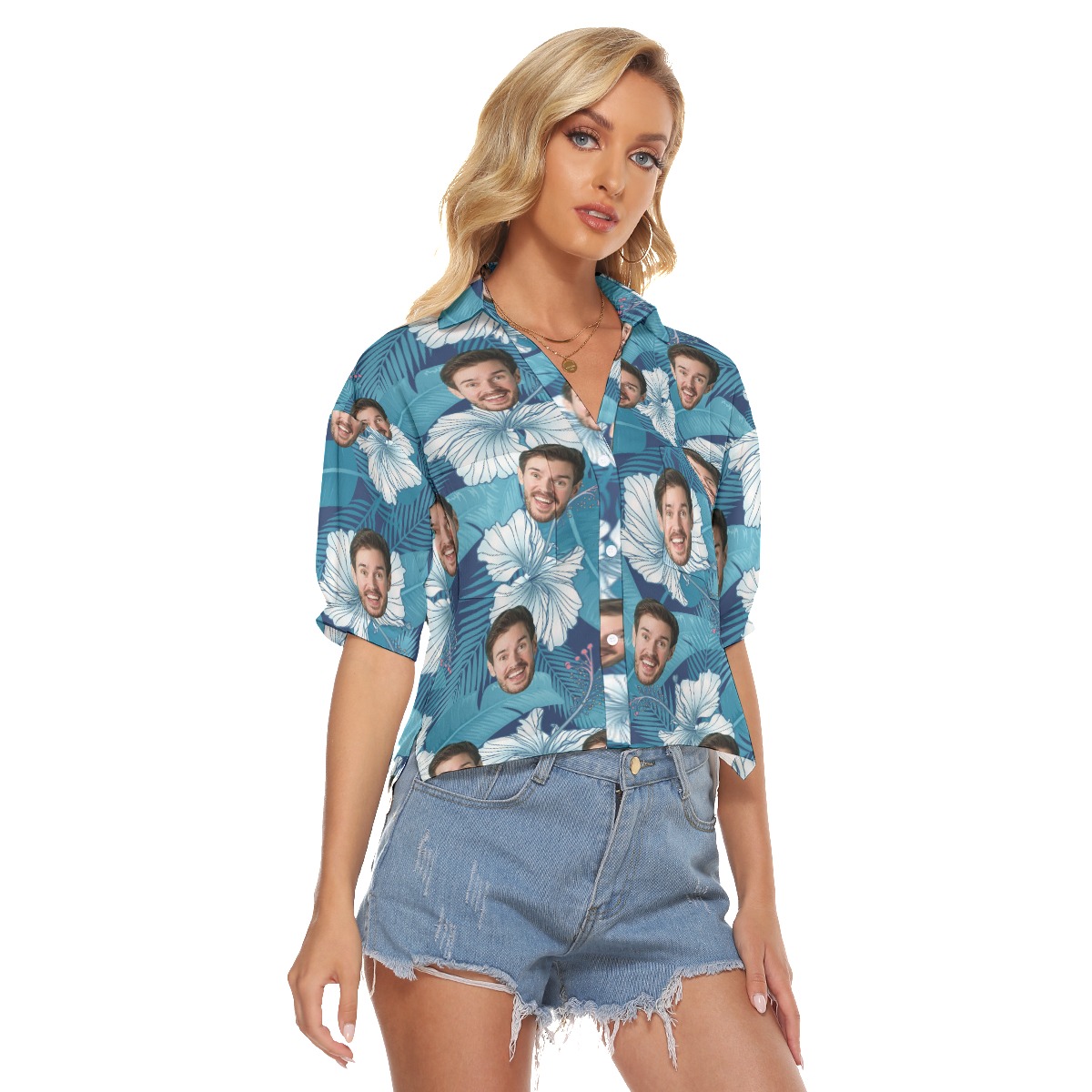 Custom Face Tropical Crop Top For Women