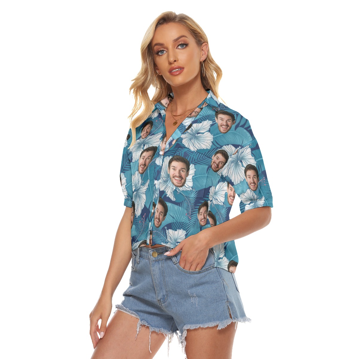 Custom Face Tropical Crop Top For Women
