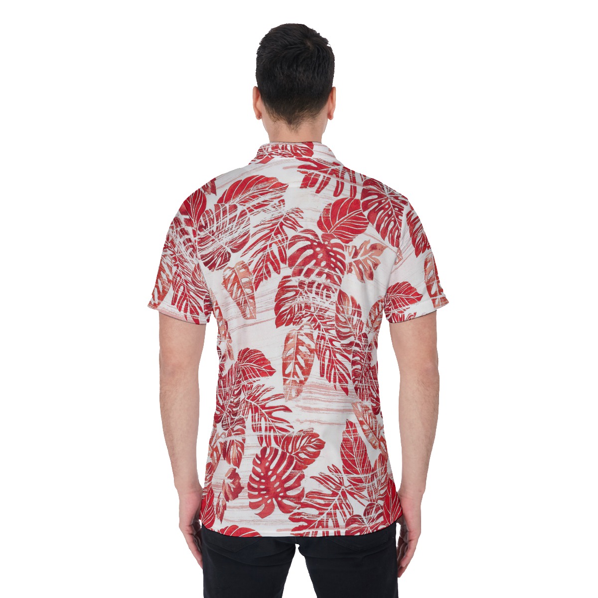 Chefs Red White Tropical Hawaiian Polo Shirt For Men