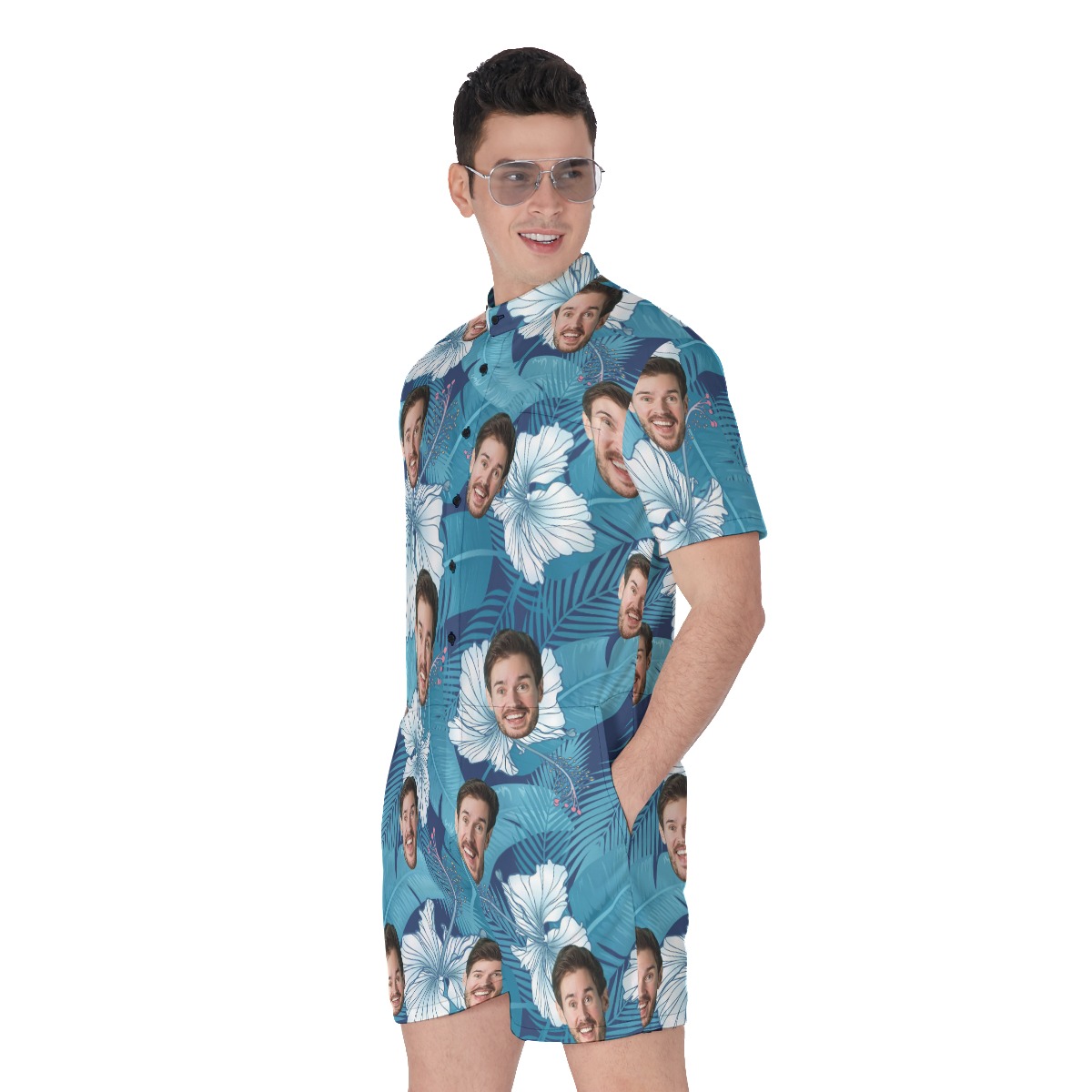 Funny Custom Face Hawaiian Romper For Men