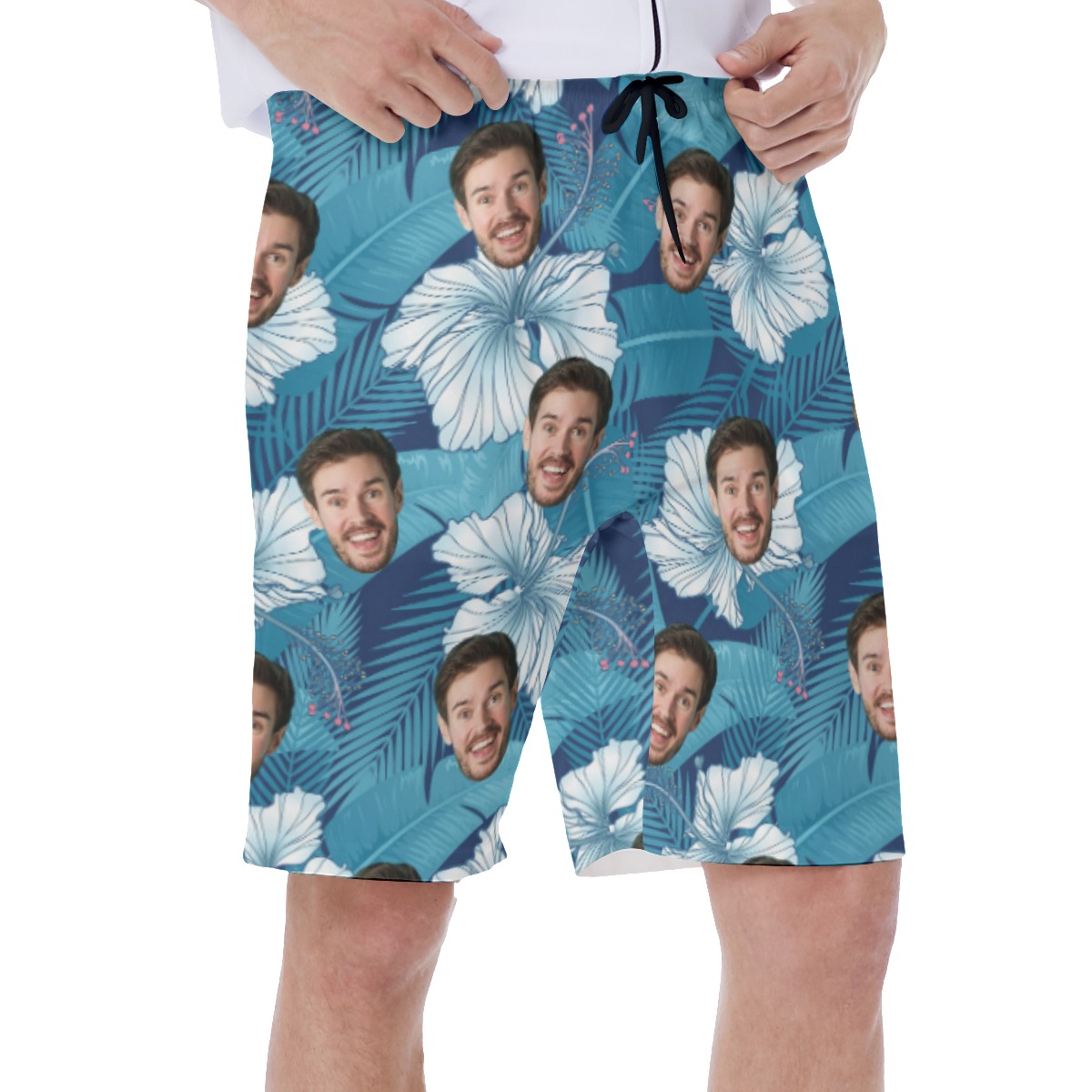 Custom Face Hibiscus Men's Swim Trunks
