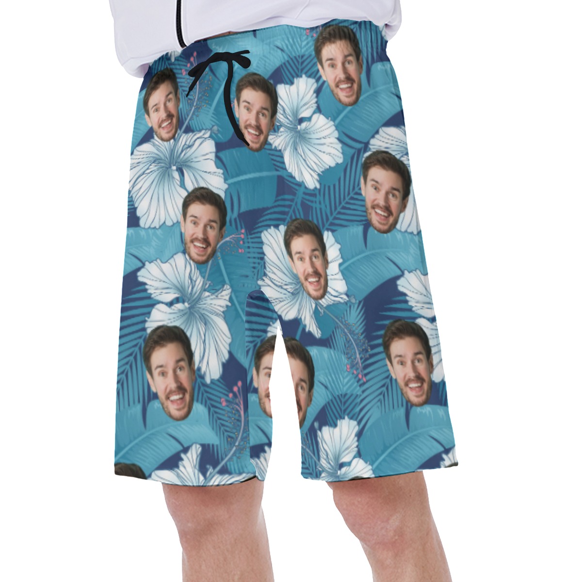 Custom Face Hibiscus Men's Swim Trunks