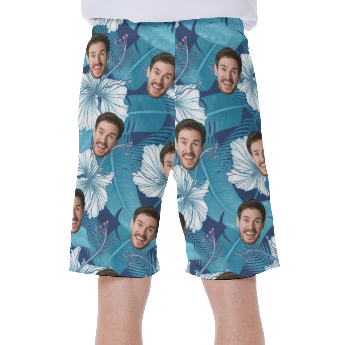 Custom Face Hibiscus Men's Swim Trunks