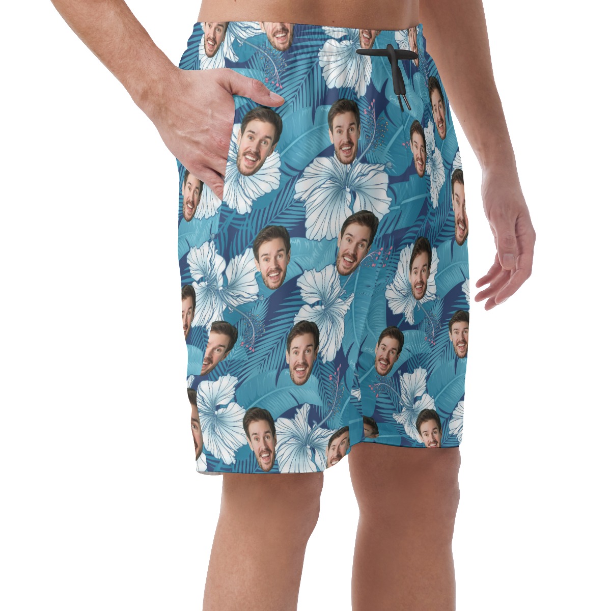 Funny Custom Face Blue Men's Casual Shorts