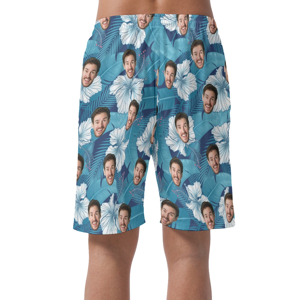 Funny Custom Face Blue Men's Casual Shorts
