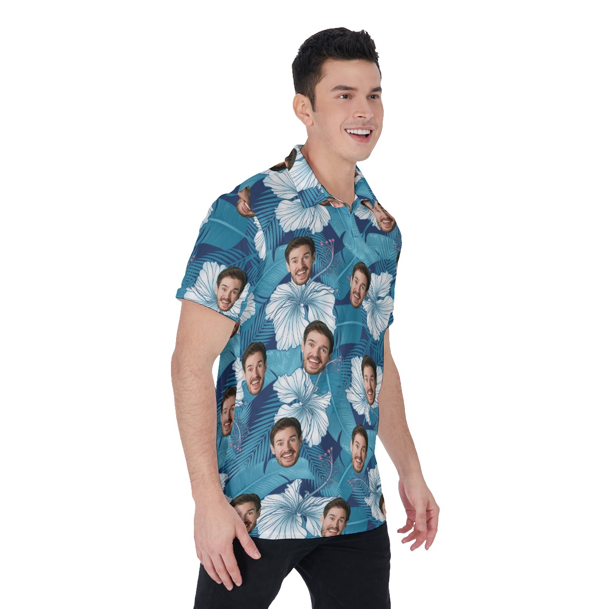 Custom Face Men's Tropical Polo Shirt