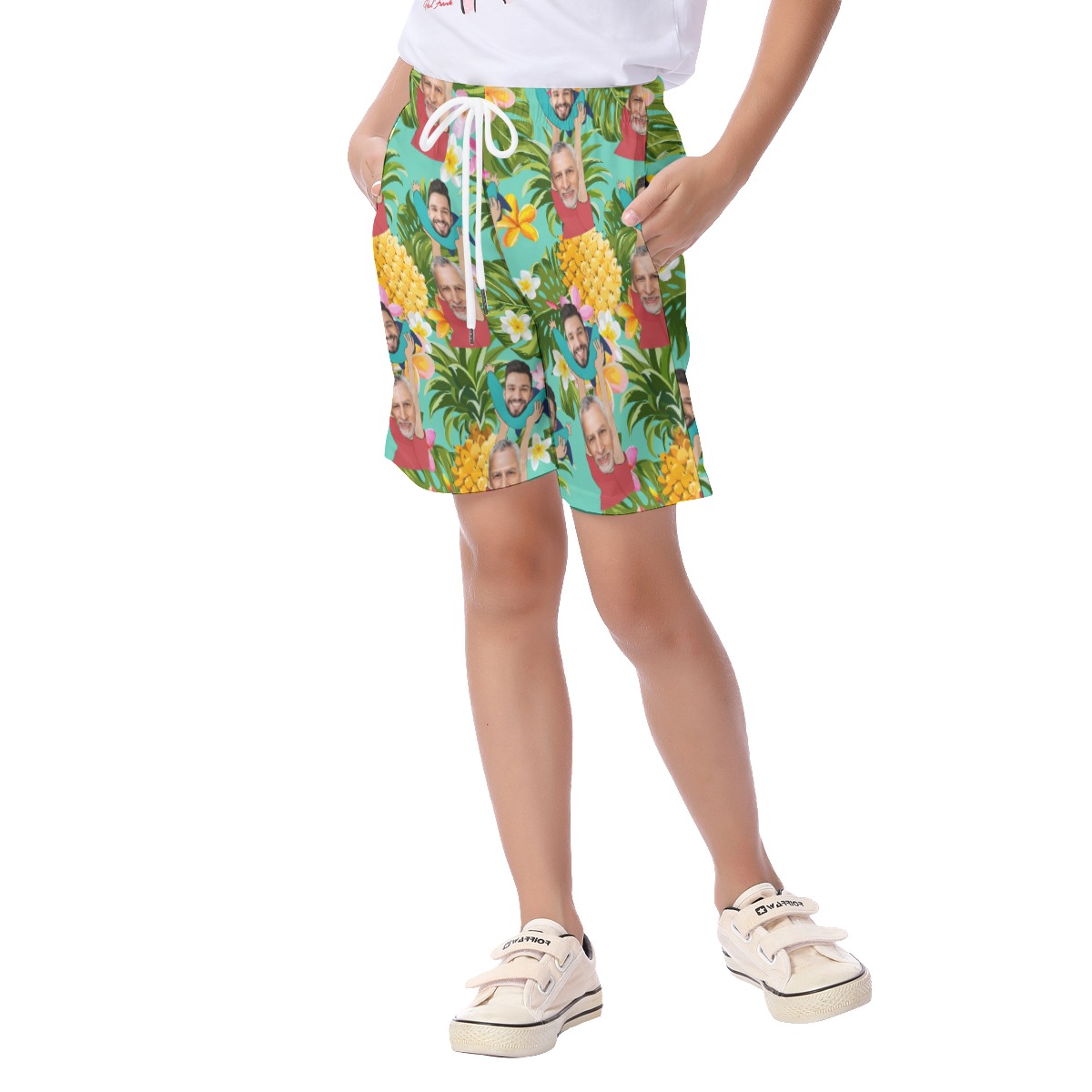 Cute Custom Face For Father's Day Hawaiian Beach Shorts For Kids