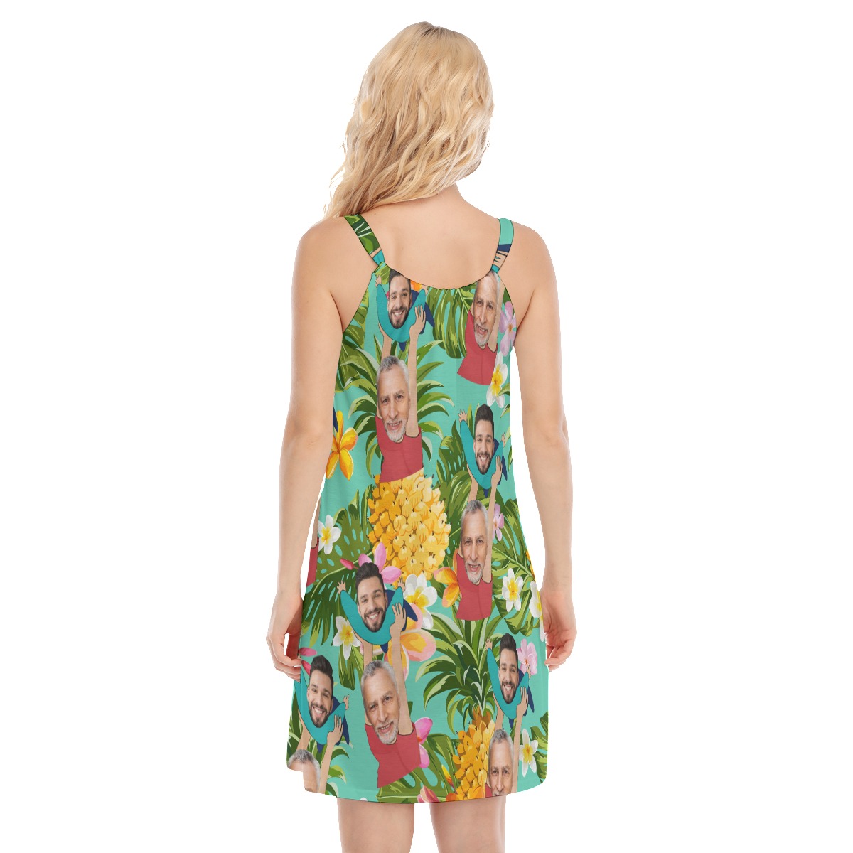 Funny Custom Face Father's Day Hawaiian Cami Dress