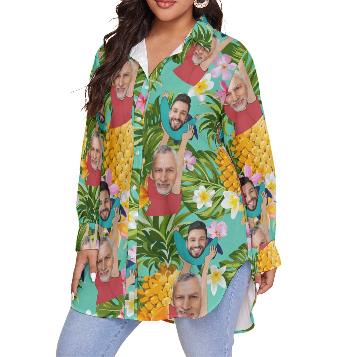 Funny Custom Face For Father's Day Hawaiian Plus Size Shirt