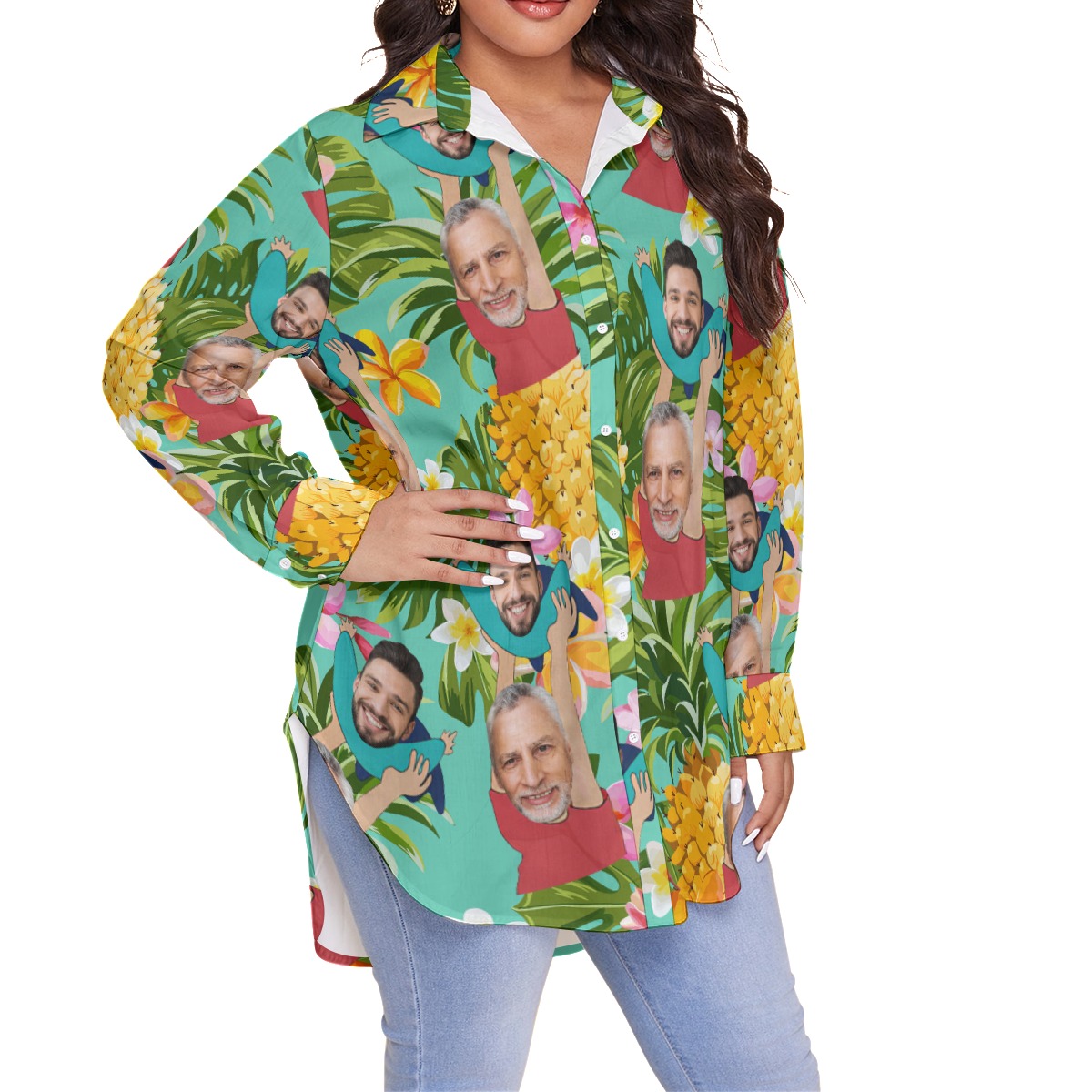 Funny Custom Face For Father's Day Hawaiian Plus Size Shirt