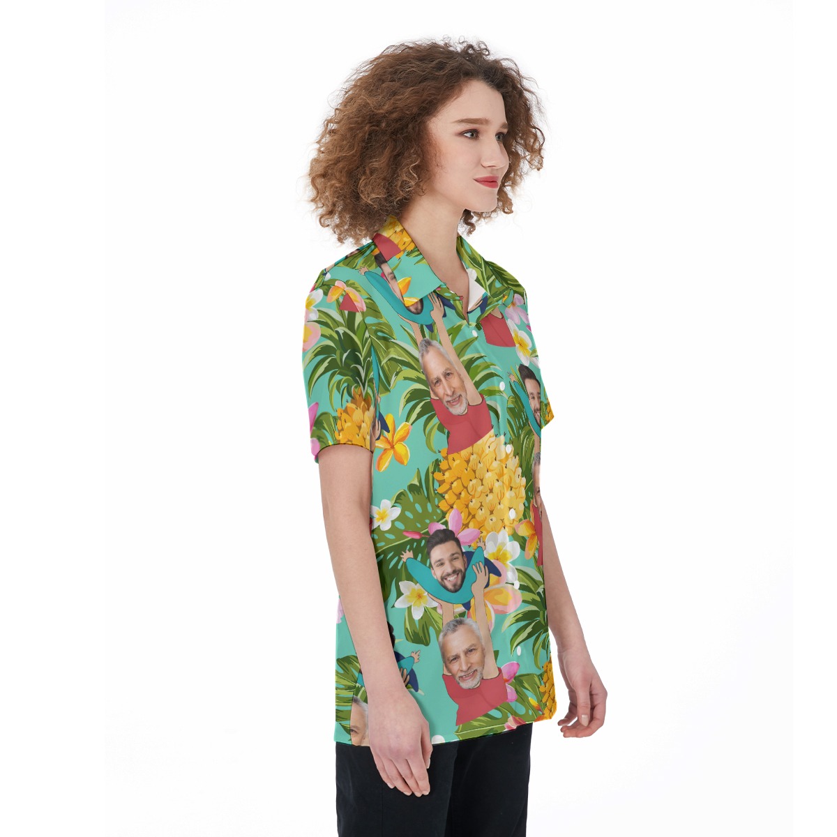 Funny Custom Face Father's Day Floral Aloha Shirt For Women