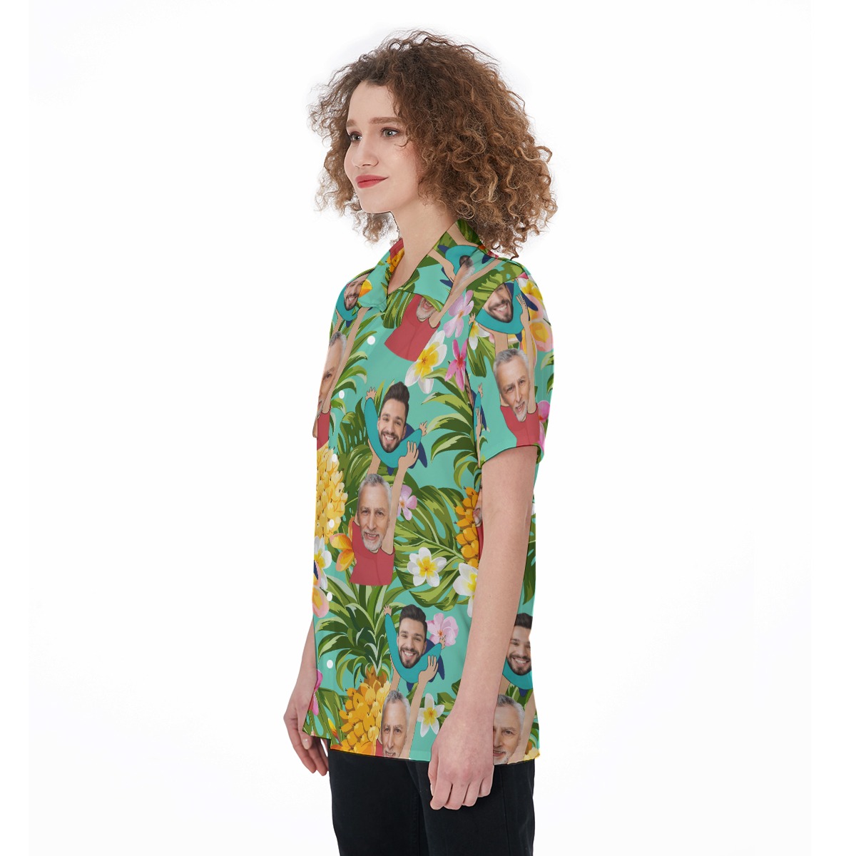 Funny Custom Face Father's Day Floral Aloha Shirt For Women