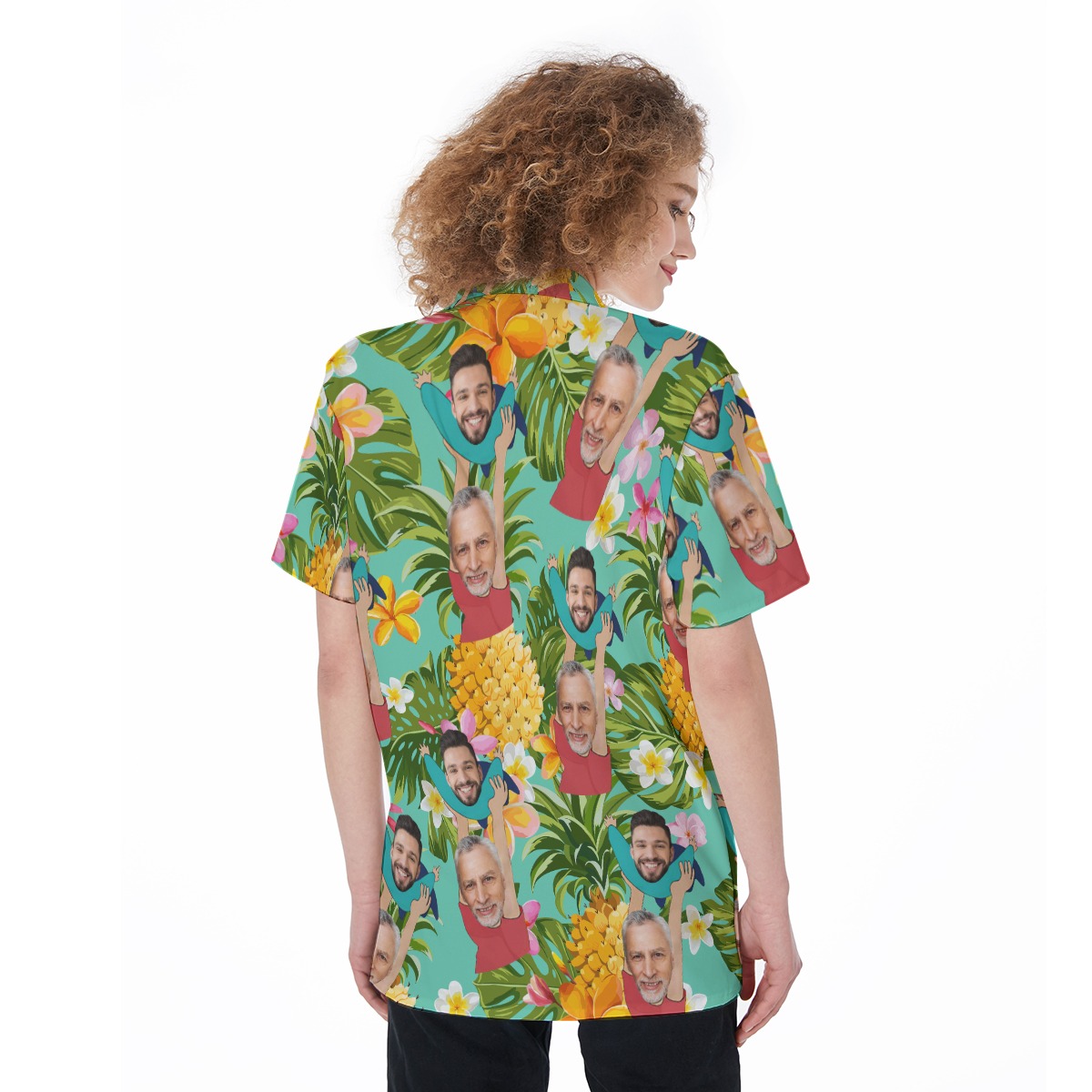 Funny Custom Face Father's Day Floral Aloha Shirt For Women