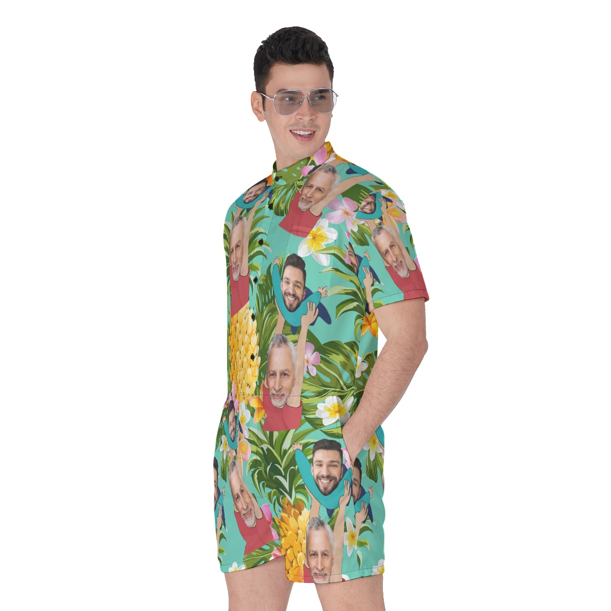 Funny Custom Face Father's Day Hawaiian Romper