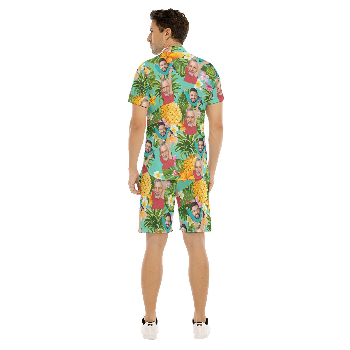 Funny Custom Face Father's Day Tropical Hawaiian Shirt And Shorts For Men